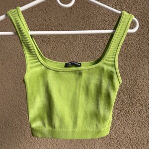ZARA Lime Green Fitted Crop Top